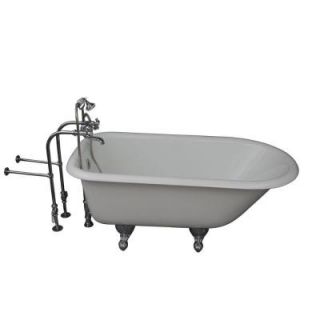 Barclay Products 4.5 ft. Cast Iron Ball and Claw Feet Roll Top Tub in White with Polished Chrome Accessories TKCTRN54 CP2