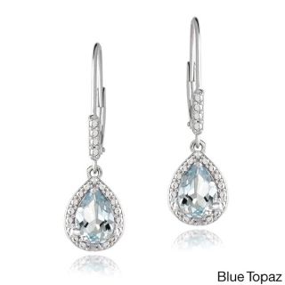 Glitzy Rocks Sterling Silver Gemstone and Diamond Teardrop Earrings