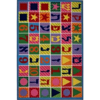 LA Rug Fun Time Hebrew Numbers and Letters Multi Colored 5 ft. 3 in. x 7 ft. 6 in. Area Rug FT 500 5376
