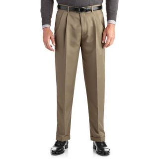 George Men's Pleated Cuffed Microfiber Dress Pant With Adjustable Waistband