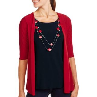Star Vixen Women's 3 Fer Cardigan with Necklace