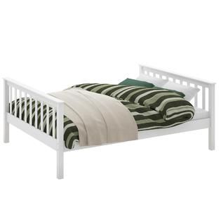 CorLiving monterey white painted solid wood queen bed   Shop living