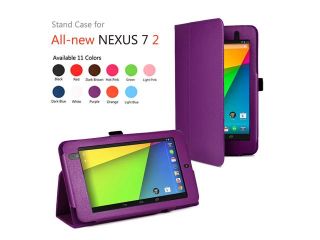 Google Nexus 7 II Case   Slim Fit Folio PU Leather Case Smart Cover Stand For Google Nexus 7 2013 2nd Generation Tablet with Auto Sleep & Wake Feature and Stylus Holder Purple
