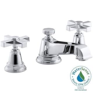 KOHLER Pinstripe Pure 8 in. Widespread 2 Handle Low Arc Water Saving Bathroom Faucet in Polished Chrome K 13132 3A CP
