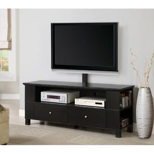 Walker Edison  60 in. Black Wood TV Stand with Mount and Multi Purpose