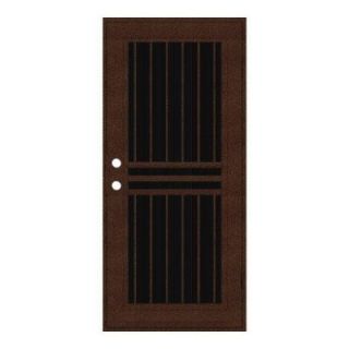 Unique Home Designs 36 in. x 80 in. Plain Bar Copperclad Right Hand Surface Mount Aluminum Security Door with Charcoal Insect Screen 1S1001EL1CCISA