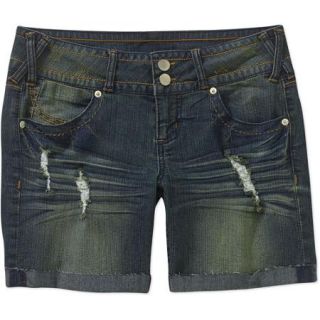 No Boundaries Juniors 2 Button Midi Denim Shorts