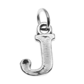 Sterling Silver Alphabet Charm, Initial Letter 'J' 16mm, 1 Piece, Silver