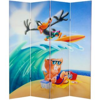 Oriental Furniture 71x 63 Tall Double Sided Roadrunner and Daffy