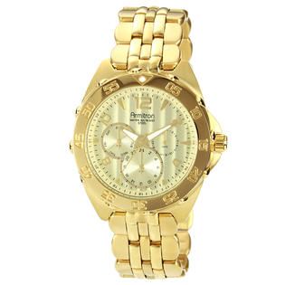 Armitron Mens Gold Stainless Steel Round Multifunction Watch