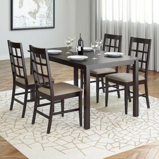 CorLiving Atwood 5pc Dining Set with Taupe Stone Leatherette Seats