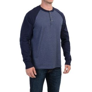 Hanes Beefy Color Blocked Henley Shirt (For Men and Big Men) 9744W 53