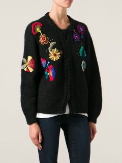 Kansai Yamamoto Vintage Crochet Appliqué Cardigan   House Of Liza