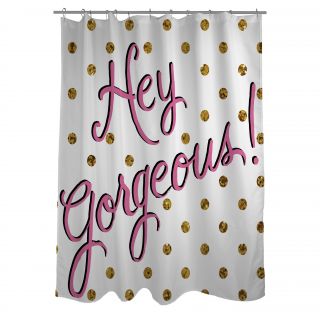 One Bella Casa Hello Gorgeous Dots Shower Curtain
