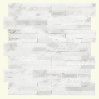 Jeffrey Court Churchill White Split Face 11.75 in. x 12.5 in. x 8 mm Marble Mosaic Wall Tile 99615