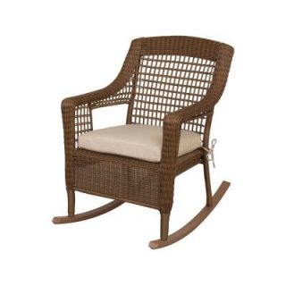 Hampton Bay Spring Haven Brown Wicker Patio Rocking Chair with Cushion Insert (Slipcovers Sold Separately) 56 20312