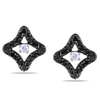 Miadora Sterling Silver 1/2ct TDW Black and White Diamond Earrings