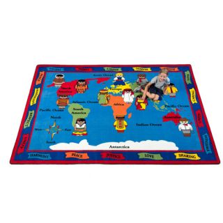 Our World of Peace Globe Blue Area Rug by Kid Carpet