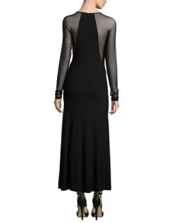 Donna Karan Long Sleeve Dress w/Illusion Inserts, Black