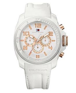 Tommy Hilfiger Watch, Mens White Silicone Wrapped Leather Bracelet
