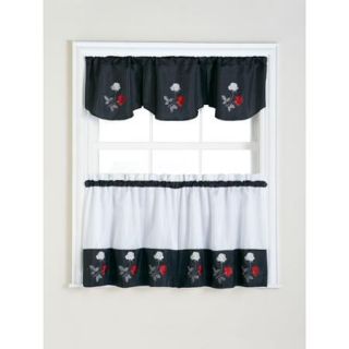 CHF &amp; You Rose Tailored Tier Curtain Panel, Set of 2 or Valance