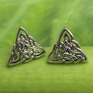 Journee Collection Sterling Silver Celtic Woven Oval Earrings