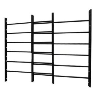 Unique Home Designs 6 Bar Adjustable 22 3/4 in. to 38 1/2 in. Horizontal Fixed Black Window Security Guard IWG0500BLACK6B