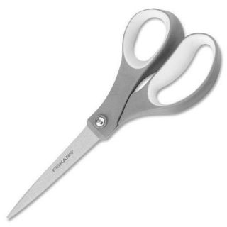 Fiskars Soft Grip Contoured Scissors   8" Overall Length   Straight   Plastic, Stainless Steel   Gray (FSK01004761)