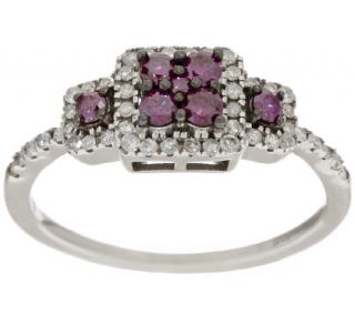 3 Stone Purple Diamond Ring, Sterling, 1/2 cttw, by Affinity —