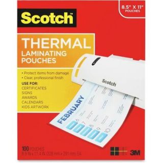 Scotch Thermal Laminating Pouches, Letter Size   Sheet Size Supported Letter 3 mil Thickness   Laminating Pouch/Sheet S