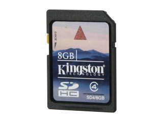 Kingston 8GB Secure Digital High Capacity (SDHC) Flash Card Model SD4/8GBET