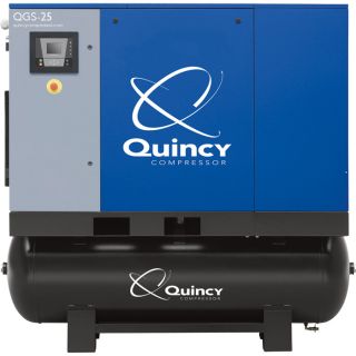 Quincy QGS Rotary Screw Compressor — 30 HP, 208/230/460V 3-Phase, 120 Gallon, 122 CFM, Model# 4152016772  50 CFM   Above Air Compressors