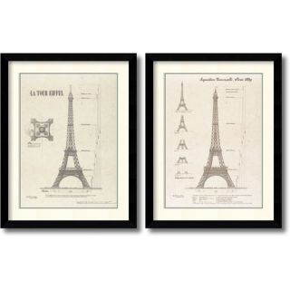 Exposition, Paris 1889 (Eiffel Tower) by Yves Poinsot 2 Piece Framed
