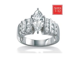 PalmBeach Jewelry 2.84 TCW Marquise Cut Cubic Zirconia Ring in Platinum over .925 Sterling Silver