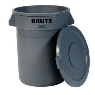 Rubbermaid Commercial Products Brute 20 Gal. Grey Round Trash Can with Lid FG8620 20GRA