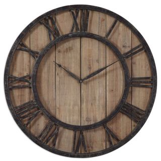 Uttermost Powell Aged Wood and Bronze Wall Clock   15813159