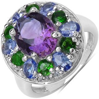 Malaika Silver 4 1/5ct TGW Amethyst, Tanzanite and Chrome Diopside