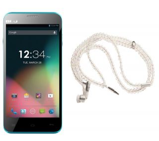BLU Dash 5.0 Unlocked Blue Phone & Handcandy Fashion Earbuds —