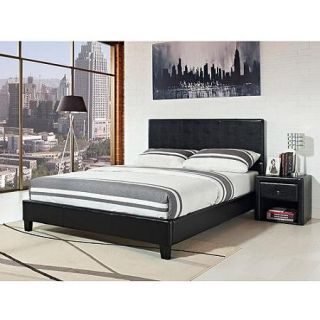 Stratus California King Upholstered Bed, Black Faux Leather