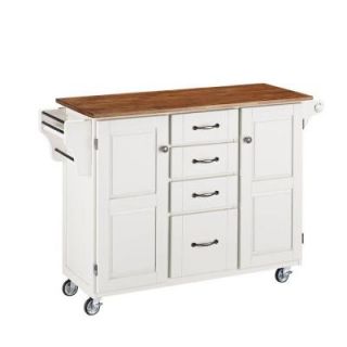 Home Styles Create a Cart Wood Top Kitchen Cart with Towel Bar in White 9100 1026G