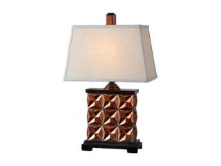 Uttermost Billy Moon Akino Table Lamp Metallic golden bronze finish with burnished edges and dark bronze details