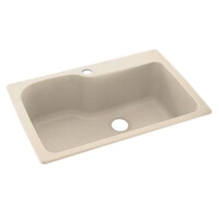 Swanstone 22 in x 33 in Tahiti Sand Single Basin Composite Drop In or Undermount 1 Hole Residential Kitchen Sink