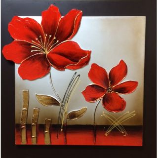 3D Effect Enamel Flower Original Painting on Wrapped Canvas by Quest