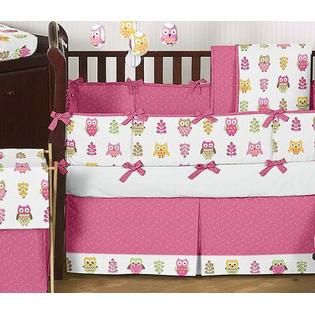 Sweet Jojo Designs  Owl Pink Collection 9pc Crib Bedding Set