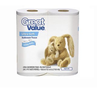 Great Value Ultra Soft Bathroom Tissue, 4 count