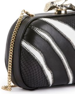 Diane von Furstenberg Lytton Zebra Minaudiere, Black/White