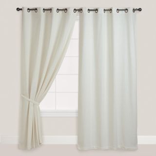 Ivory Bori Cotton Grommet Top Curtains, Set of 2