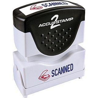 Accu Stamp Two Color Shutter Stamp, Scanned with Microban Protection, Red/Blue Ink