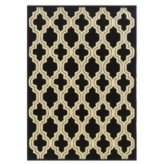 Linon Home Decor Le Soliel Collection Black and Ivory 8 ft. x 10 ft. Outdoor Area Rug RUG LS0781