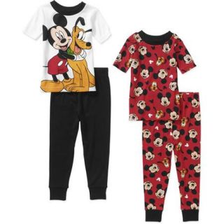 Mickey Mouse Baby Toddler Boy Cotton Tight Fit Short Sleeve PJs, 2 Sets